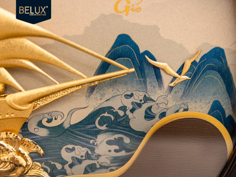 Tranh Thuyền Thuận Buồm Xuôi Gió Dát Vàng 24k 26x30x5.3cm